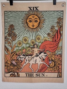 Tarot Card The Sun,  The Moon,  and The Star Tapestry Set 19.5"x15.5"